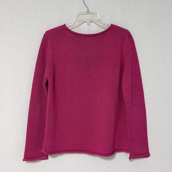 SAKS FIFTH AVENUE Chunky Knit Scoop Neck Sweater Women’s XL 100% Silk Pink - Picture 6 of 13